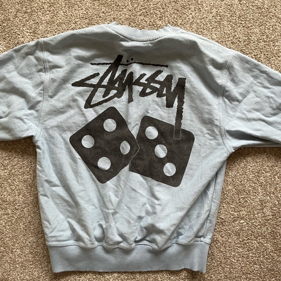 MENS BLUE STUSSY CREWNECK SWEATSHIRT - Picture 3 of 3